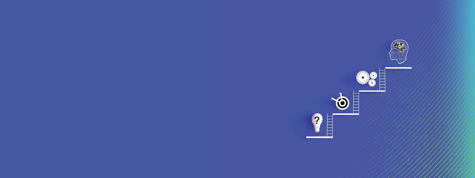 Illustrated steps with learning icons on each step