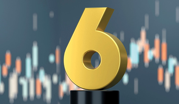 A trophy in the shape of the number six